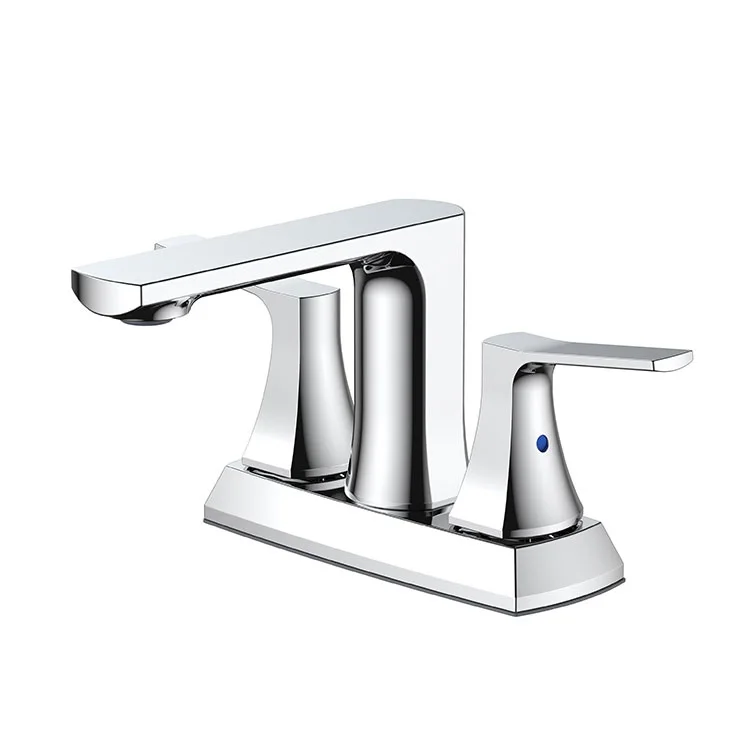 KB TEK Chrome  4 Inch Centerset  Bathroom Sink Tap Deck Mounted 3 Hole Bathroom Faucet 2 Handle Bathroom Faucet Basin Mixer Tap