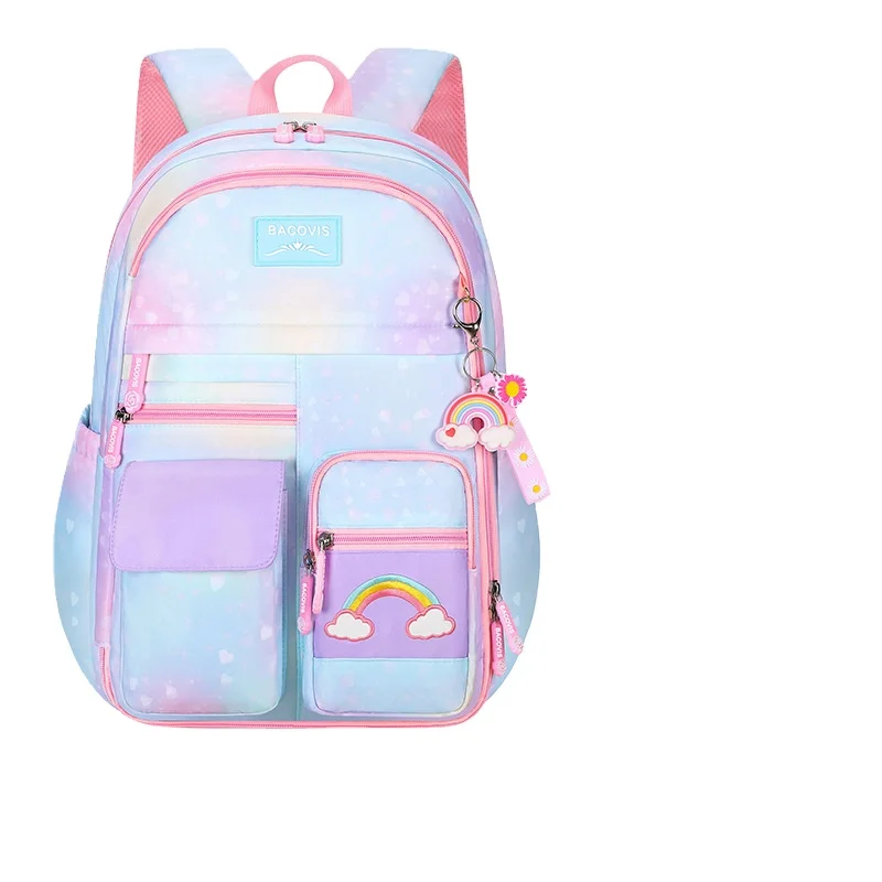 New Primary School Backpack Cute Colorful Bags for Girls Princess School Bags Waterproof Children Rainbow Series Schoolbags