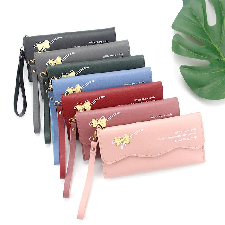 Wholesale Women Slim Wallet Credit Card Holder Cheap Promotional PU Leather Ladies Wallet