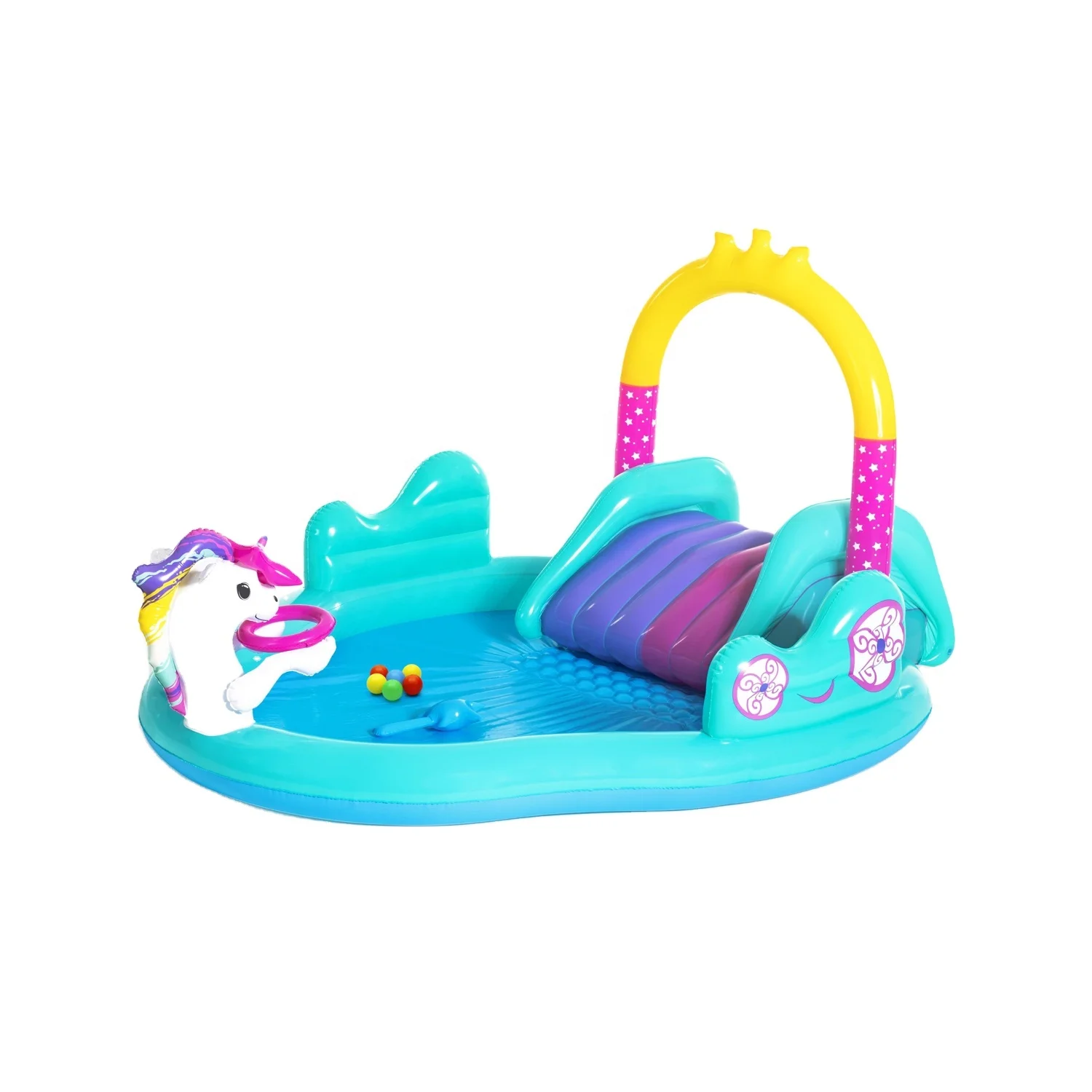 Bestway 53097 Unicorn Water Park Arch Thickened Inflatable Entertainment Kids Water Jet Swimming Pool