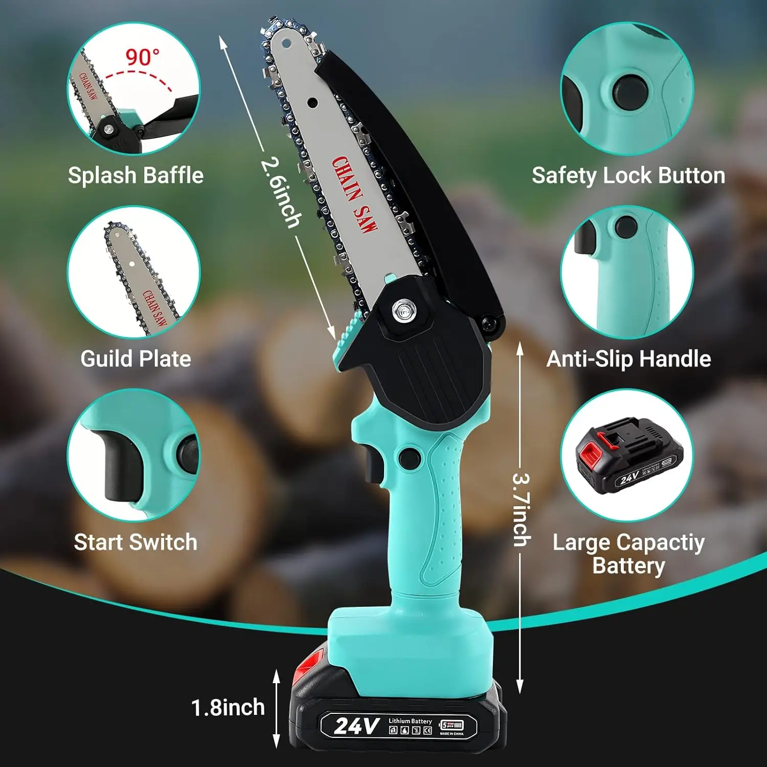 Wholesale 550W 20V Electric Handheld Battery Chainsaw 4/6 Inch Cordless Mini Guide Bar for Industrial & DIY OEM Customizable