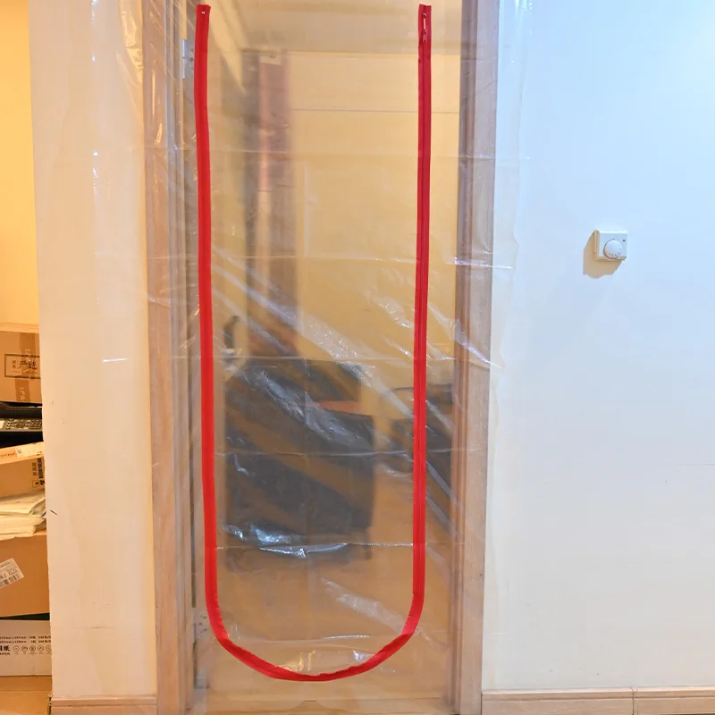 Plastic dust barrier zipper door Transparent U I L C shape Adhesive Zipper Door custom private logo package Manufacturers