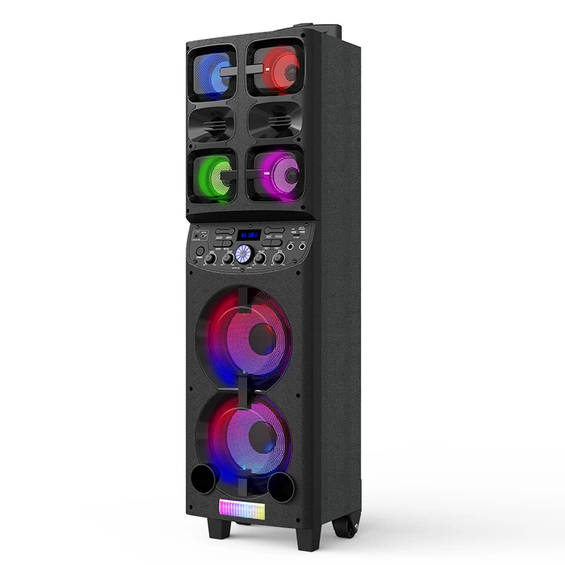 Manufacturer 6.5 inch Outdoor Portable Wireless Big Power Rechargeable Dual Double Subwoofer BT Speaker Party Speaker