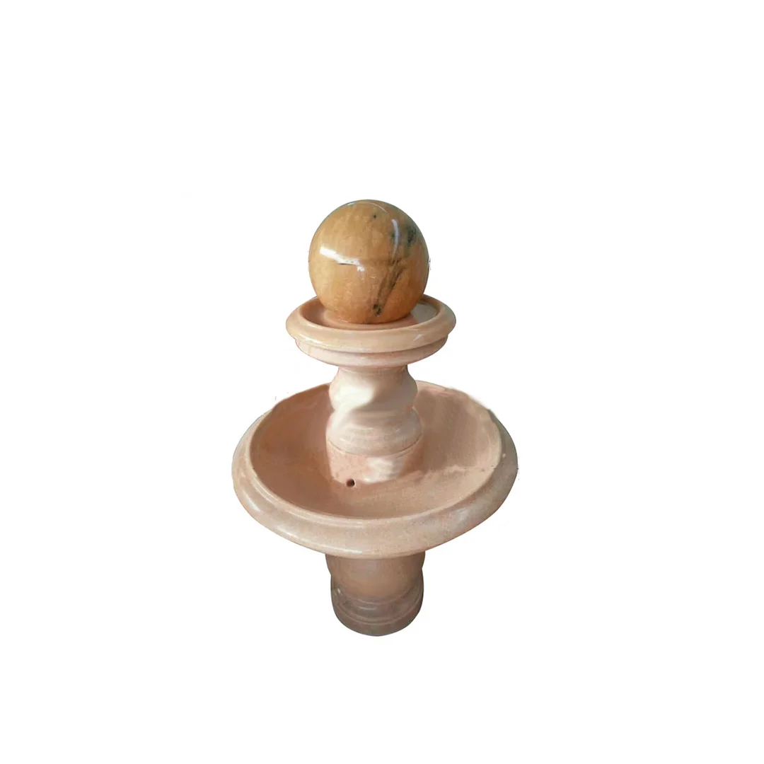 Hand Cared Red Small Round Ball Fountain Modern Garden Stone Fountains