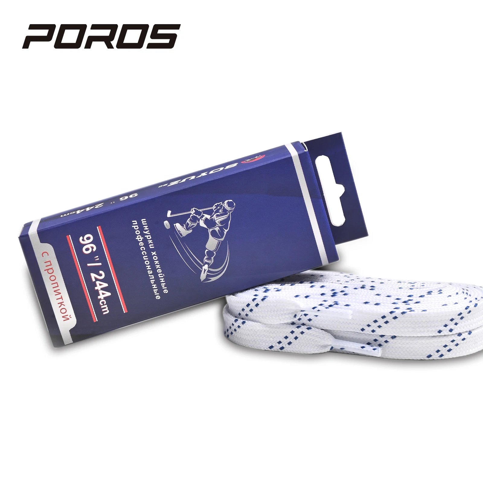 POROS wholesale and OEM Ice Hockey Skate Laces Waxed molded filed street Roller Blading Skating Quality Cotton