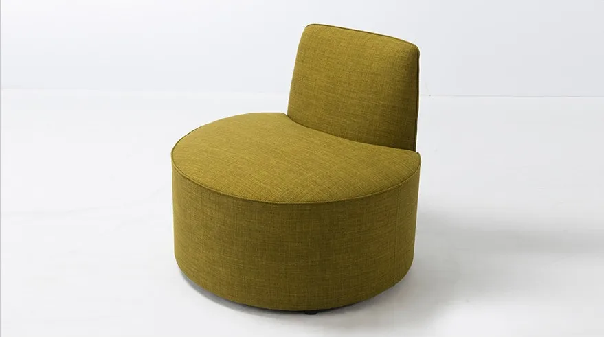 European Style Upholstered Round Fabric Sofa Barrel Chair Lazy Sofa Floor Chair