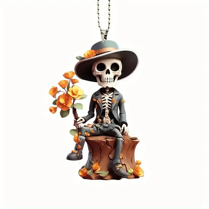 Hot Sale Acrylic Skeleton Figurine Hanging Ornament 2024 Crafts Statue Skeleton Memorial Gothic Sculpture Halloween Decoration