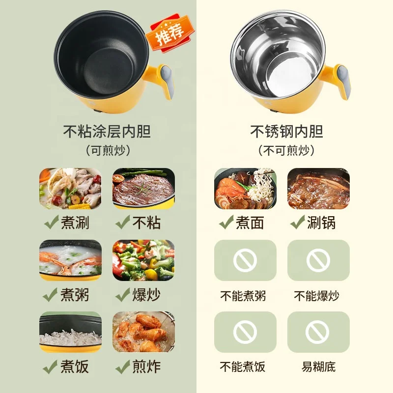 UK Kitchen Household Appliances Electric Pot Non-stick Coating Convenient School Dormitory Easy to Use Electric Cooking Pot 600w