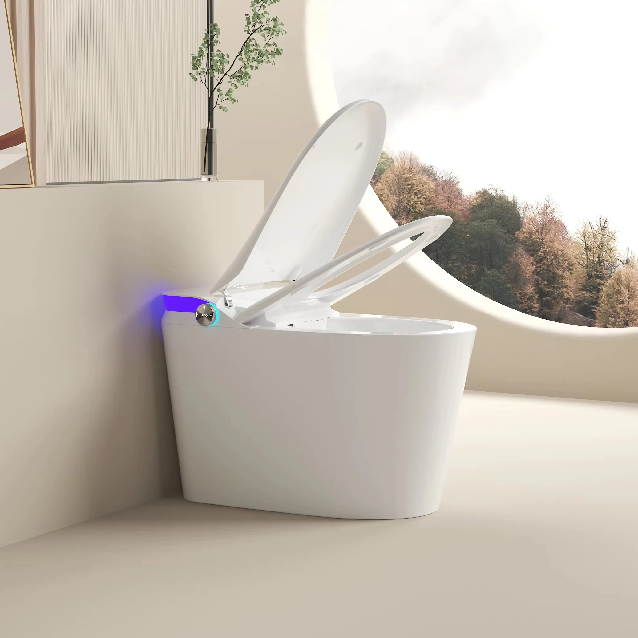 New design sanitary ware one piece intelligent toilet bowl automatic siphon floor mounted smart toilet