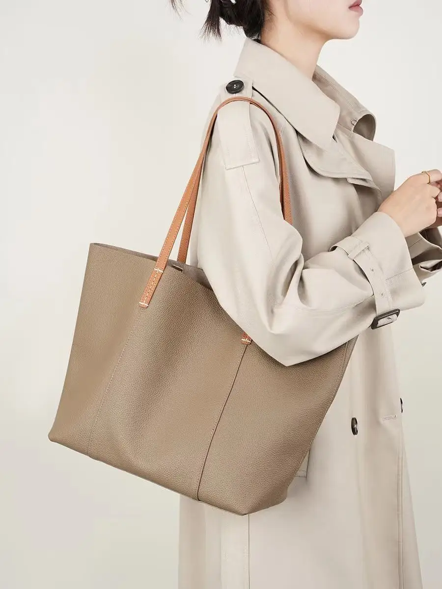 Custom Luxury Large Capacity Genuine Leather Woman Purses And Handbags Big Tote Shoulder Bags Luxury Purses