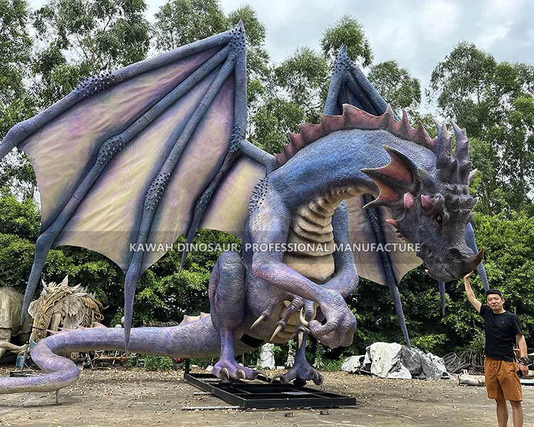 Absolute Giant Dragon Statue Realistic Fiberglass Dragon Model Park Decoration Customized