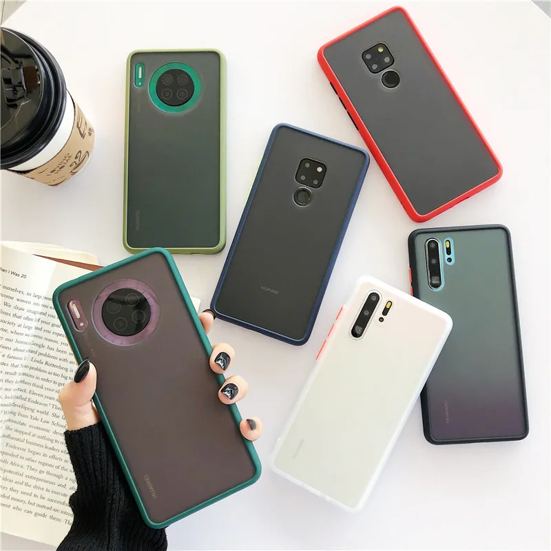 New Frosted Color Contrast PC Touch Feeling Skin  Case For Huawei P30 40 Pro 5G Mate 30 Pro Y9 Prime 2019 Nova 5T