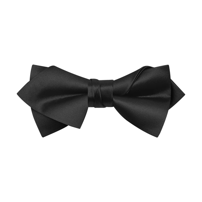 Male Wedding Party Solid Design Pre-tied Adjustable Strap Black Bow Tie