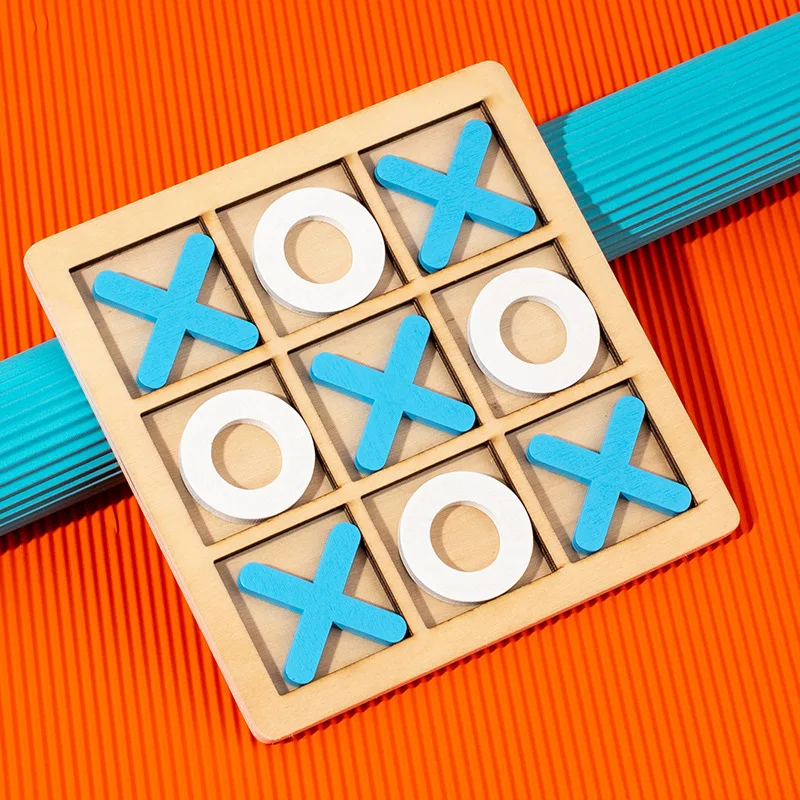 Веселая настольная деревянная шахматная доска Tic Tac Toe Набор детских игрушек для обучения логическому мышлению