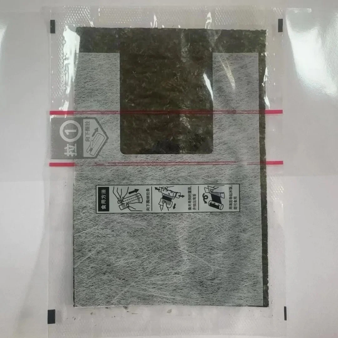 double wings for hand roll or temaki seaweed plastic film bag wrapper with pull tab