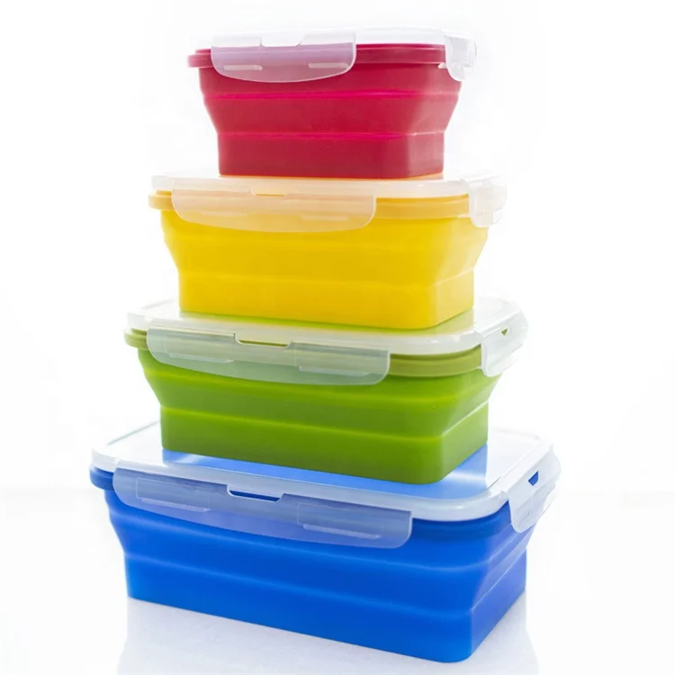 
Wholesale 500ml 800ml 1200ml Collapsible Silicone Lunch Box Logo Silicone Container 