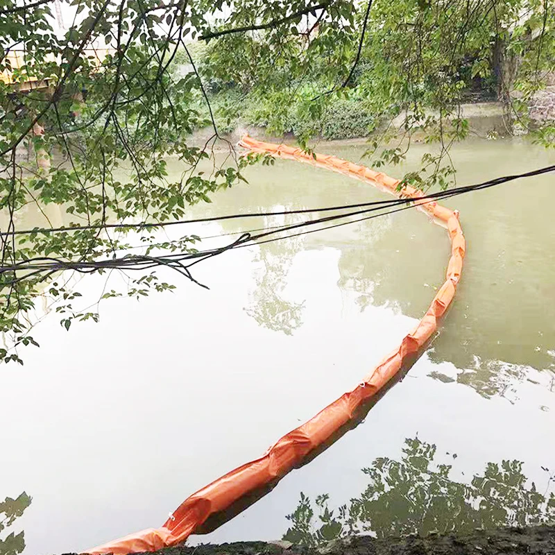 Economic easy to clean pvc oil containment boom at the harbor