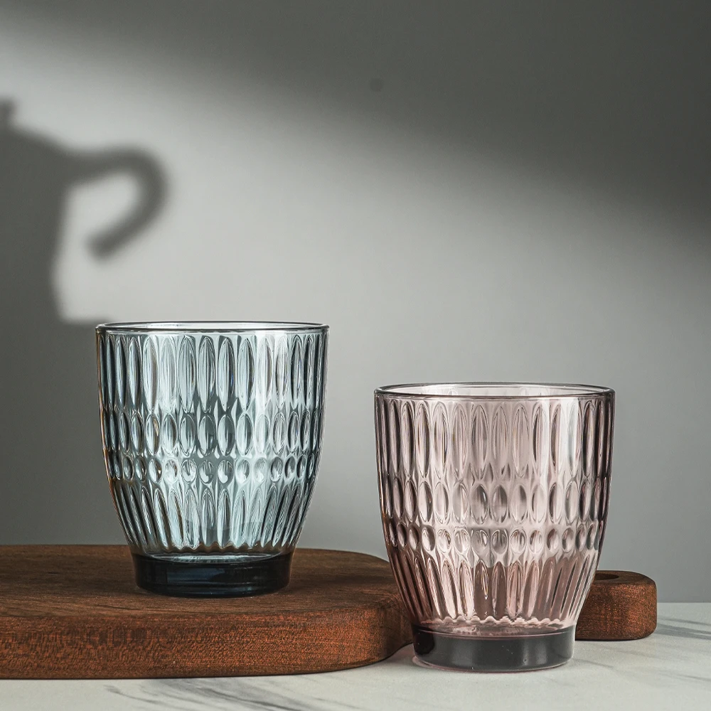 Hot Sale Embossed Glass Tumbler Solid Stripe Design for Parties Wine & Cocktail Cocktail Glass