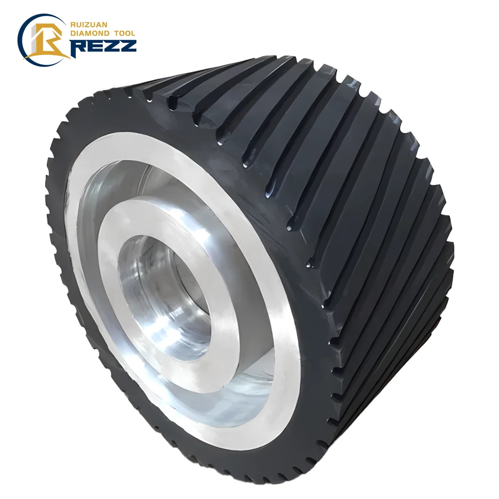 ruizuan Customized size Serrated Rubber Contact Wheel Belt Grinder Rubber Wheel Bearing Belt Grinder Wheel for Sander Machine