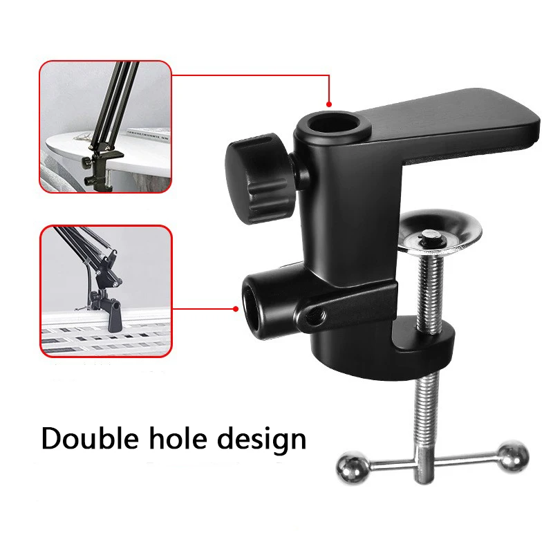 Flexible dual purpose Accessories DIY Fixed Metal Clip Light Mount Fittings Screw Camera Holder for Broadcast Microphone Desk