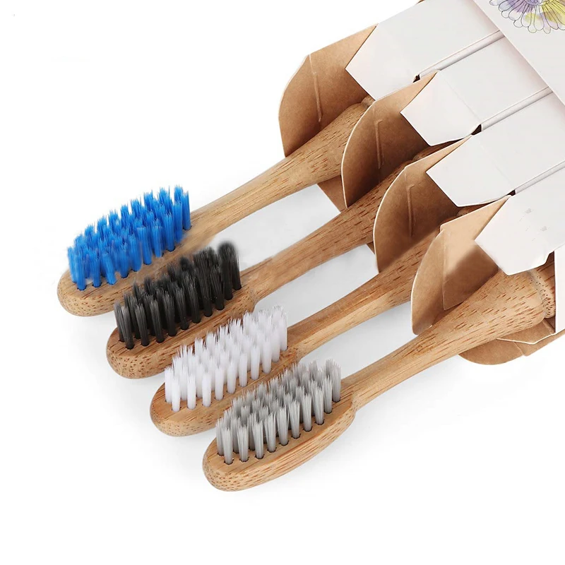 Chinese factory wheat straw portable bamboo nano whitening biodegradable wooden toothbrush