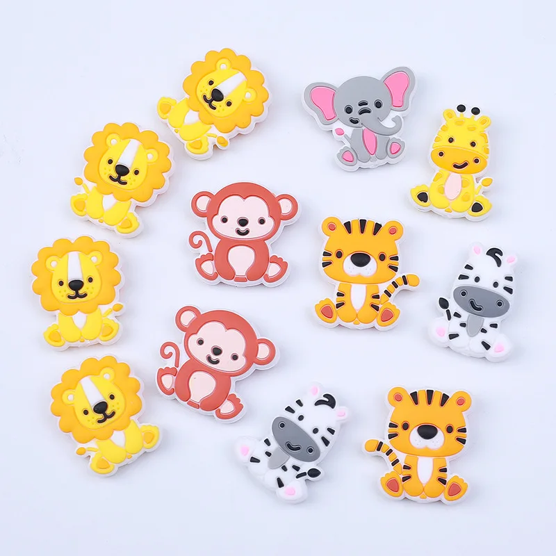 Hot Selling Baby Chewable Silicone Beads Animal Chewable Bead Diy Pacifier Chains Bpa Free Silicone Teething Beads