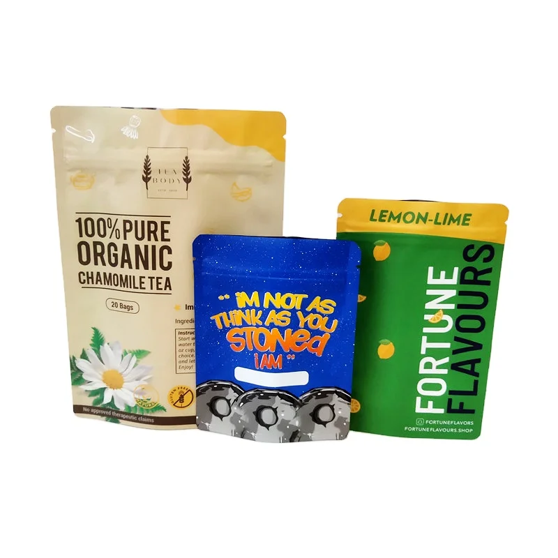 New Products Custom Print Small Zip lock Stand Up Pouch Packet candy tea coffee food Packaging 3.5g 7g 14g 28g Mylar Bags