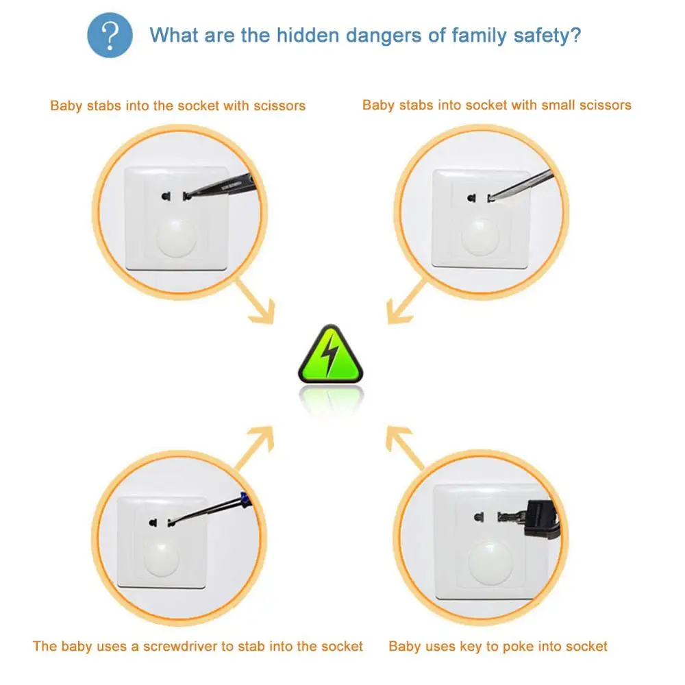 EU Plug Cover Plastic Baby Outlet Plug Covers Electric Safety Socket Protector with Lock