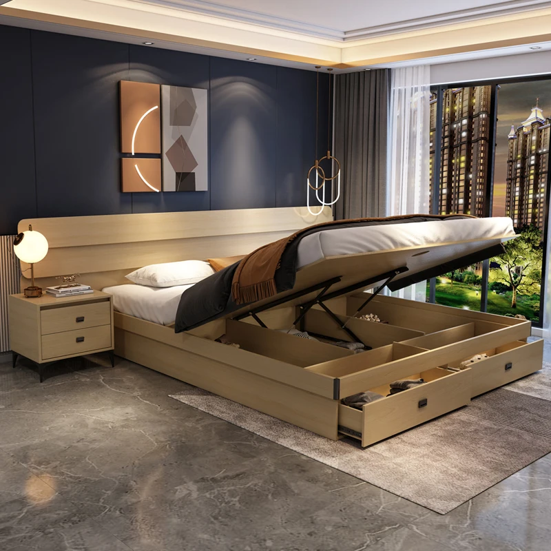  Wholesale Factory Cheap Double Luxury Simple Fabric Smart Bed