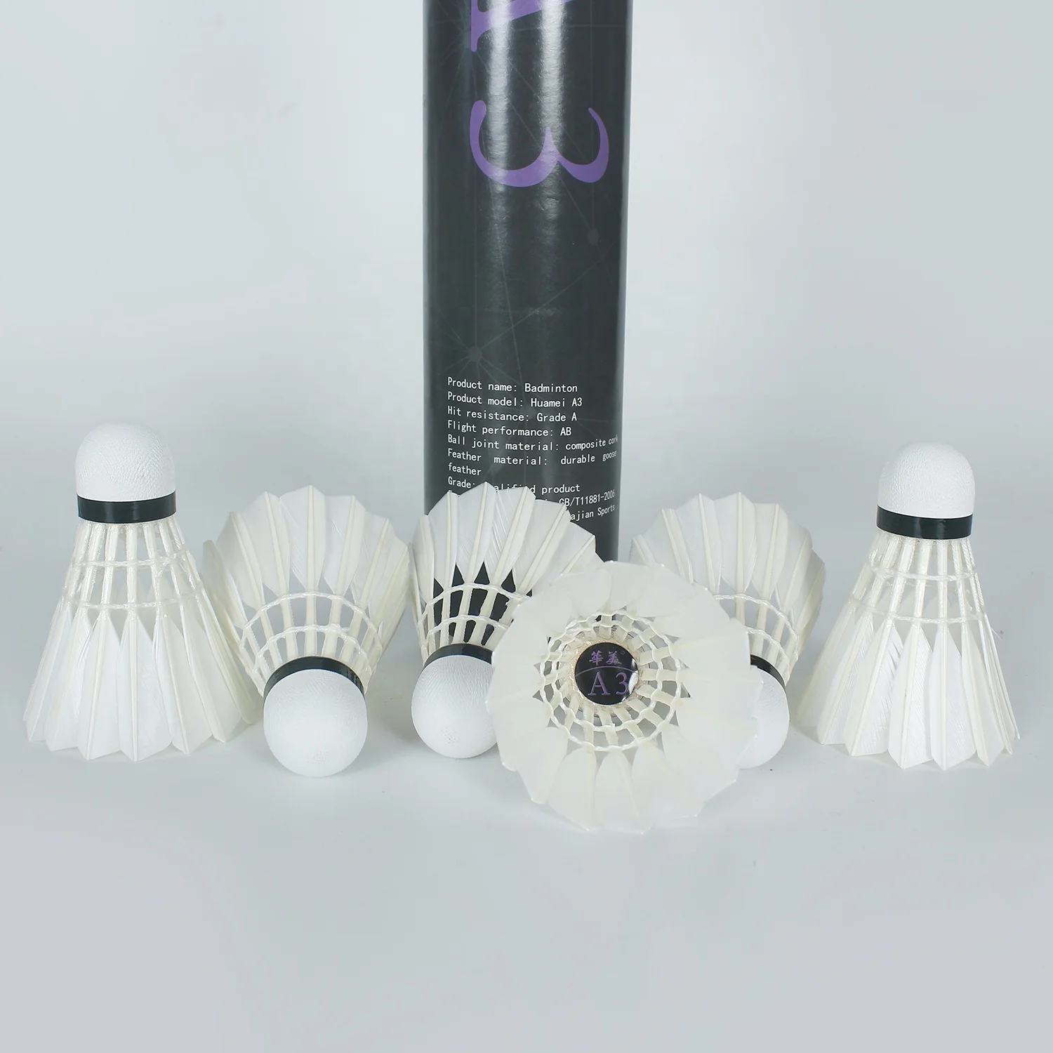 Strong Durability Single Side Goose Feather Badminton Shuttlecocks For Amateur And Professional Players