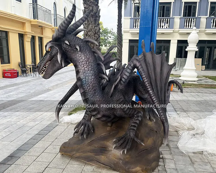 Lifelike Black Dragon Statue Realistic Animatronic Dragon Statue China Supplier