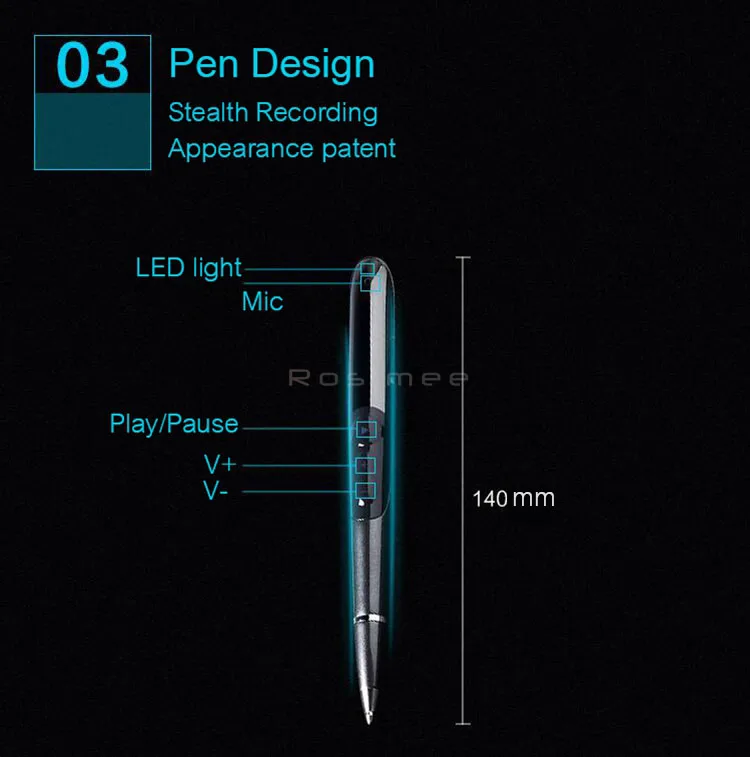 JNN Q9 LED Display Digital Recorder Pen Hidden Digital Audio Sound Voice Recorder Pen Professional Dictaphone MP3 Player