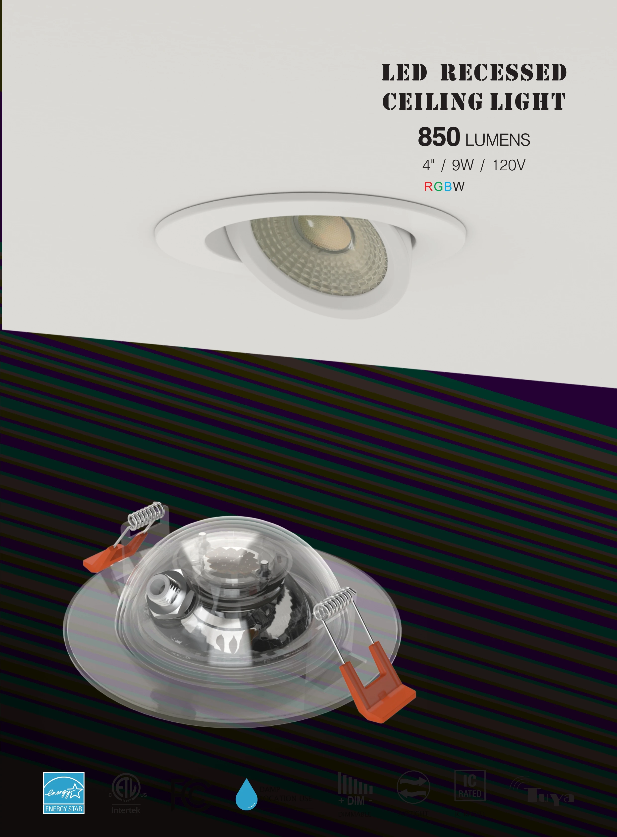 DANS exterior overhangs 4inch 3CCT 5CCT RGBW led ceiling spot down light with metal driver box