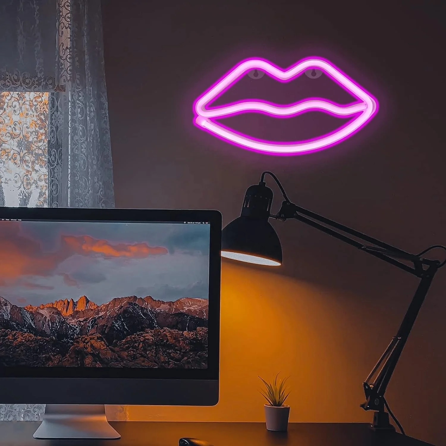 LED Decorative Neon Signs, Hanging Light Up for Room for Wall Decor USB 3AA Battery Power Supply Single Color Manual Switch