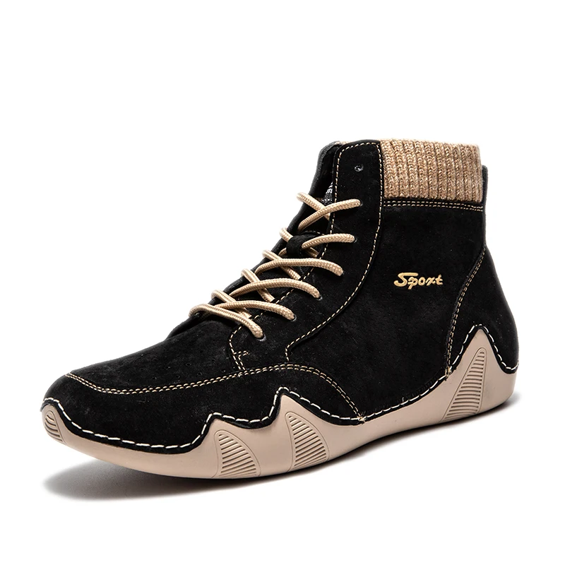 Hi Cut Shoes Lace Up Genuine Leather Man Casual Shoe