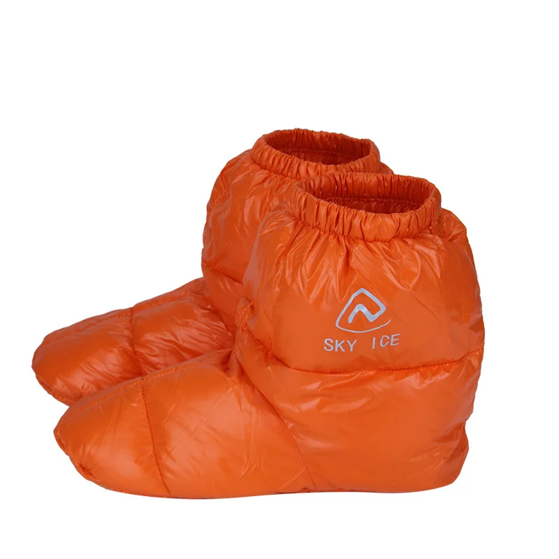 Ultralight unisex outdoor warm socks slippers waterproof outdoor winter foot cover down filled camping sleeping shoes boots