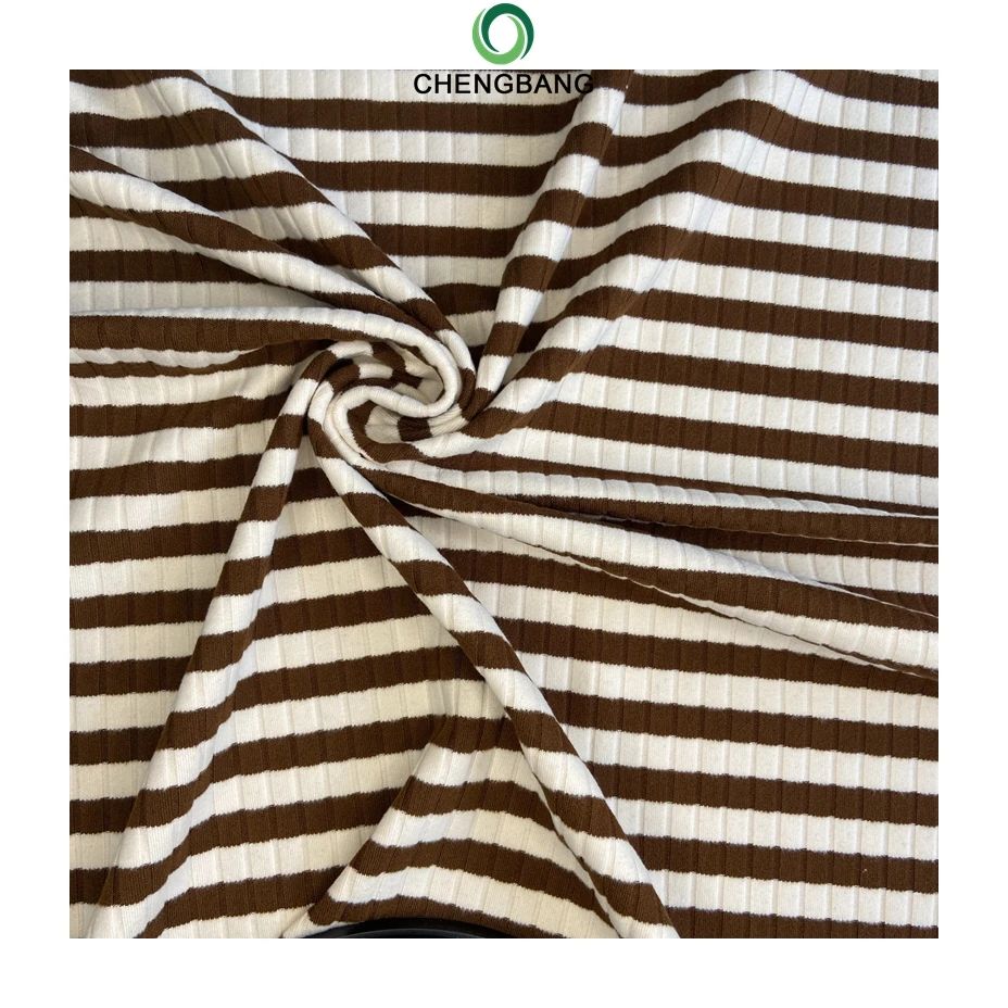Fabric Factory Wholesale Polyester Rayon Spandex Waffle Stripe Knit Fabric for Sport wear Tops