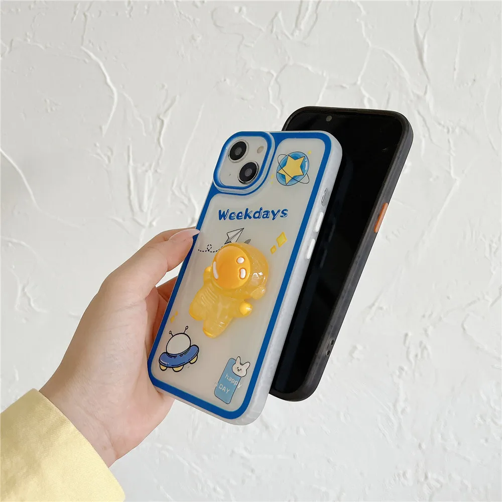 Cute Cartoon 3D Space Astronaut Phone Case For iPhone 14 13 Pro Max Soft TPU Mobile Phone Bags & Cases