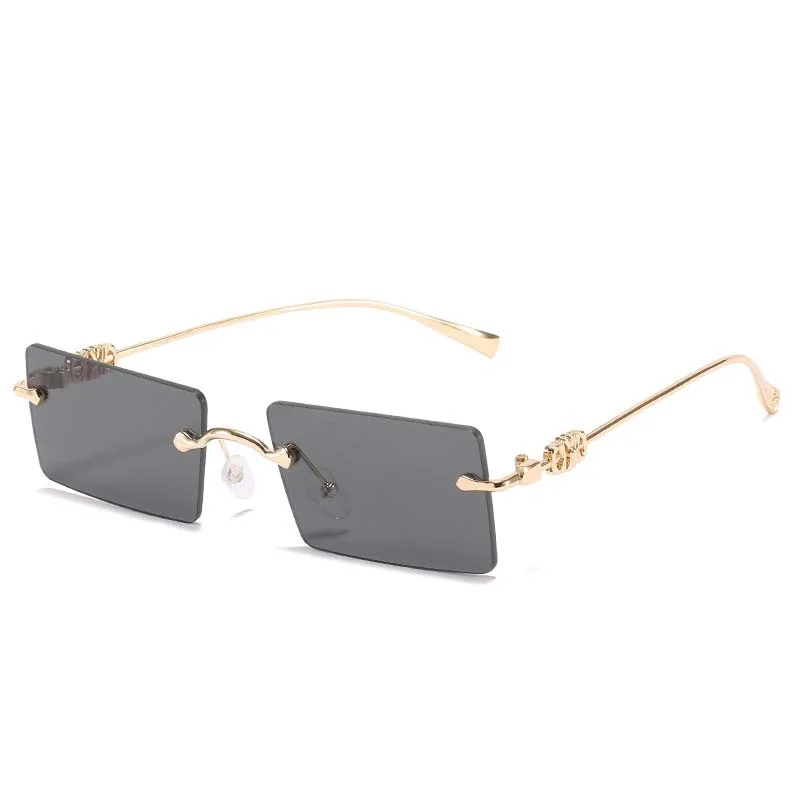 Fashionable square frameless sunglasses with metal frame ocean view sunglasses for street photography