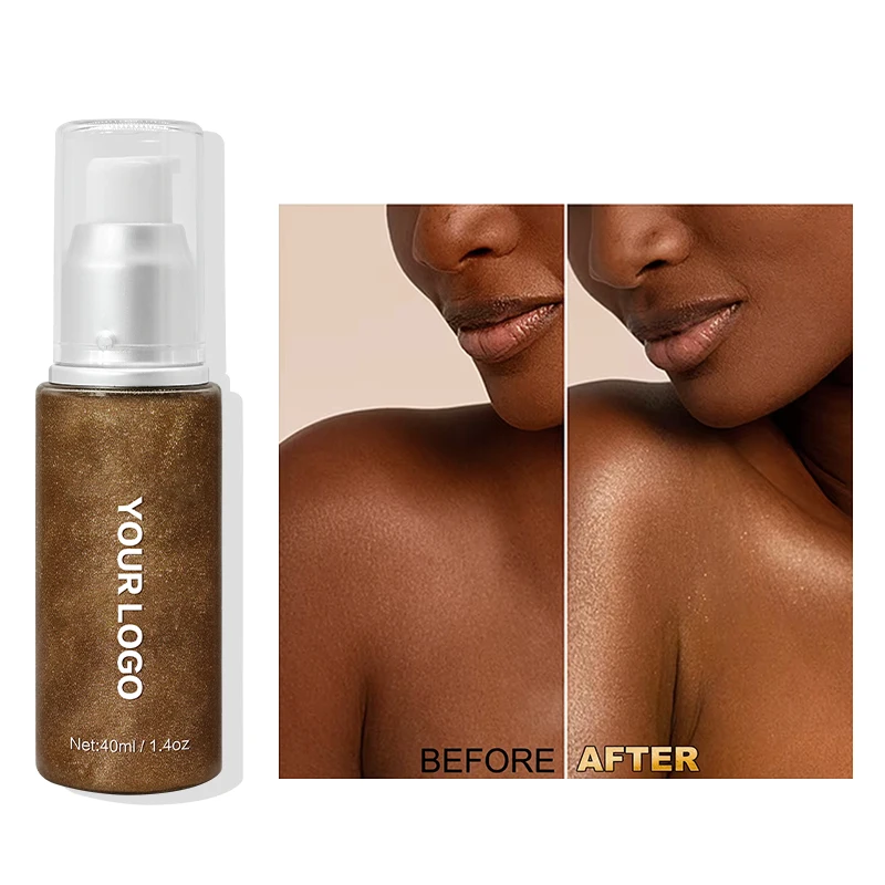 Manufacturer Long Lasting Liquid Highlighter Bronze Golden Glow Glitter Body Shining Oil Body Shimmer Oil Glow