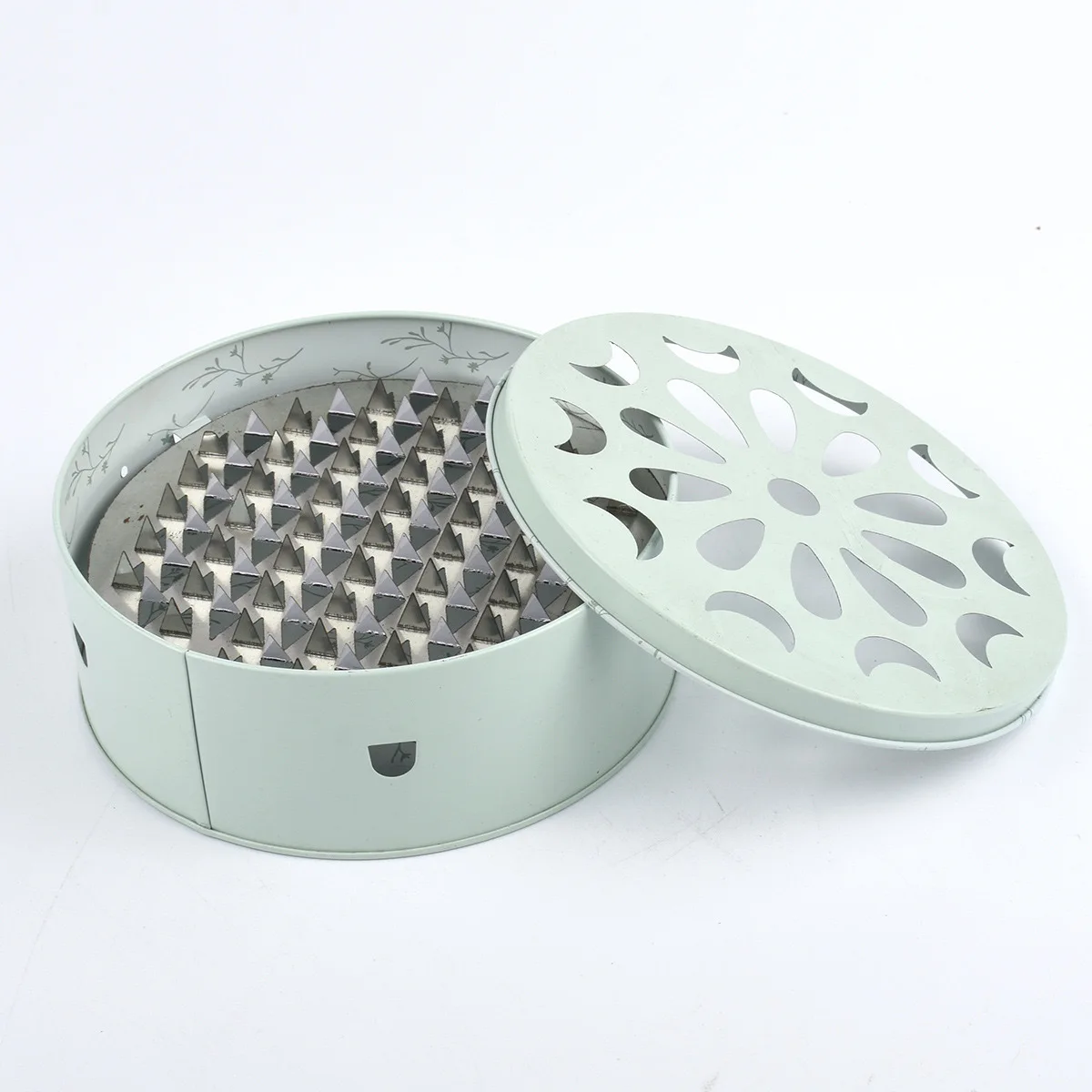 Novelty Custom Logo Round Tinplate Box Outdoors Mosquito Coil Metal Holder