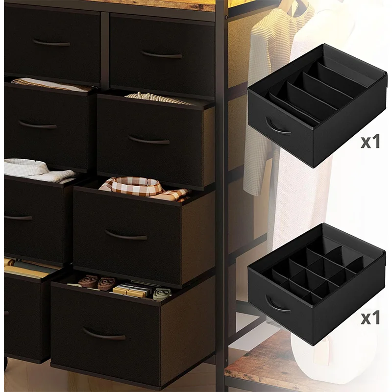 Factory direct 8 drawer dresser with charging station and LED light closet in living room Wheeled Kitchen Storage Rack