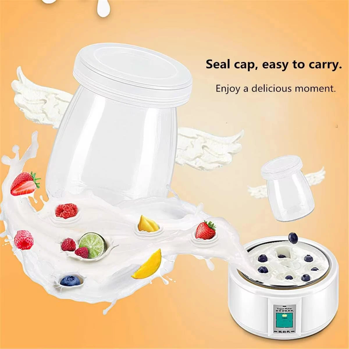 Automatic Yogurt Machine With Glass Cups Stainless Steel Liner Natto Rice Wine Maker Wth Digital Panel DIY Yogurt Tools