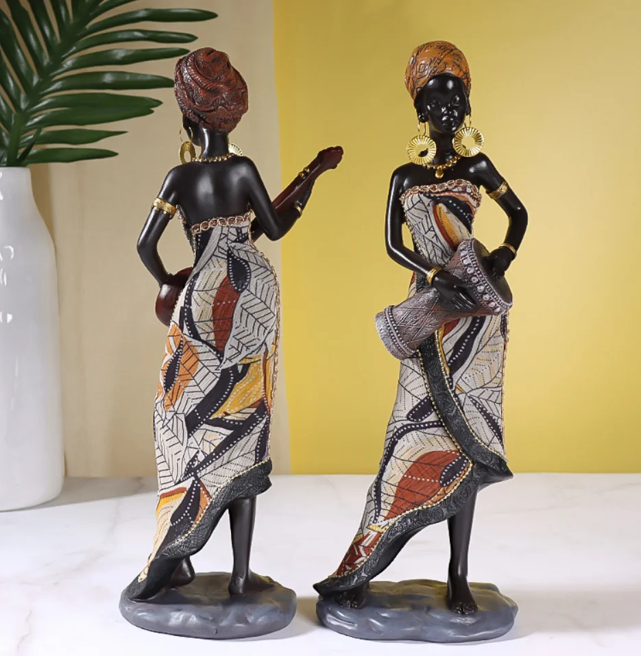 2024 Abstract Tribal Lady Sculpture Ornament Tribal Lady Figurine Miniature Girl Statue Ornament Living Room Decoration Gift