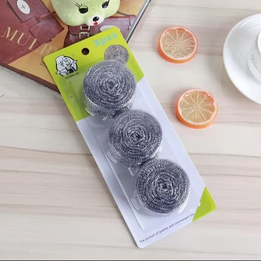 New low price stainless steel dish mesh scrubber sponge 3pc stainless steel wire ball
