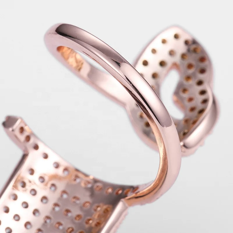 Adelante AR220029 Copper Real Gold Plated Zircon Beauty Nail Ring Geometric Butterfly Adjustable Fingertip Nail ring Women