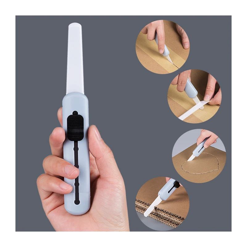 MIDDIA Box Cutter Safety Utility Knife Ceramic Cardboard Carton Cutter With Serrated Replacement Blade