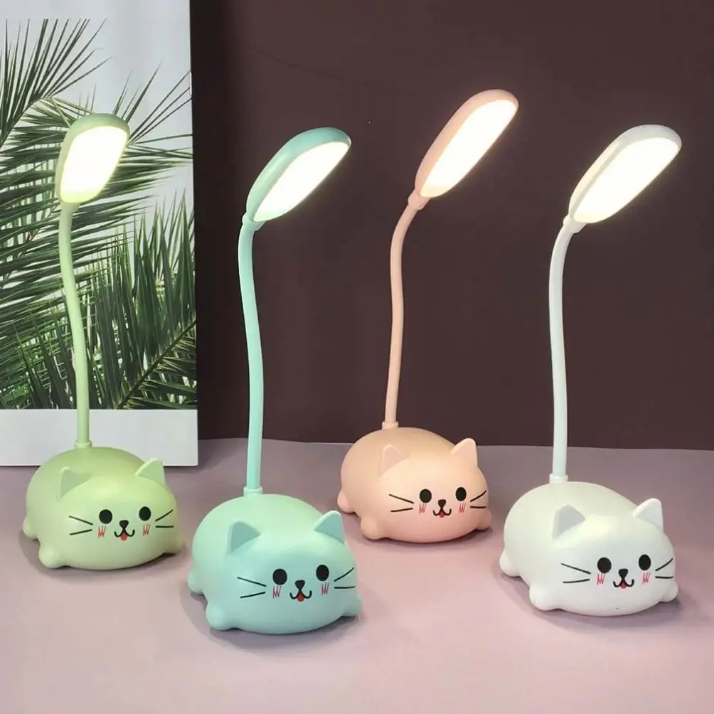 Hot LED Table Lamp Cartoon Cute Pet Cat Night Light Usb Rechargeable Led Table Light Child Eye Protection Warm White Desk Lamp