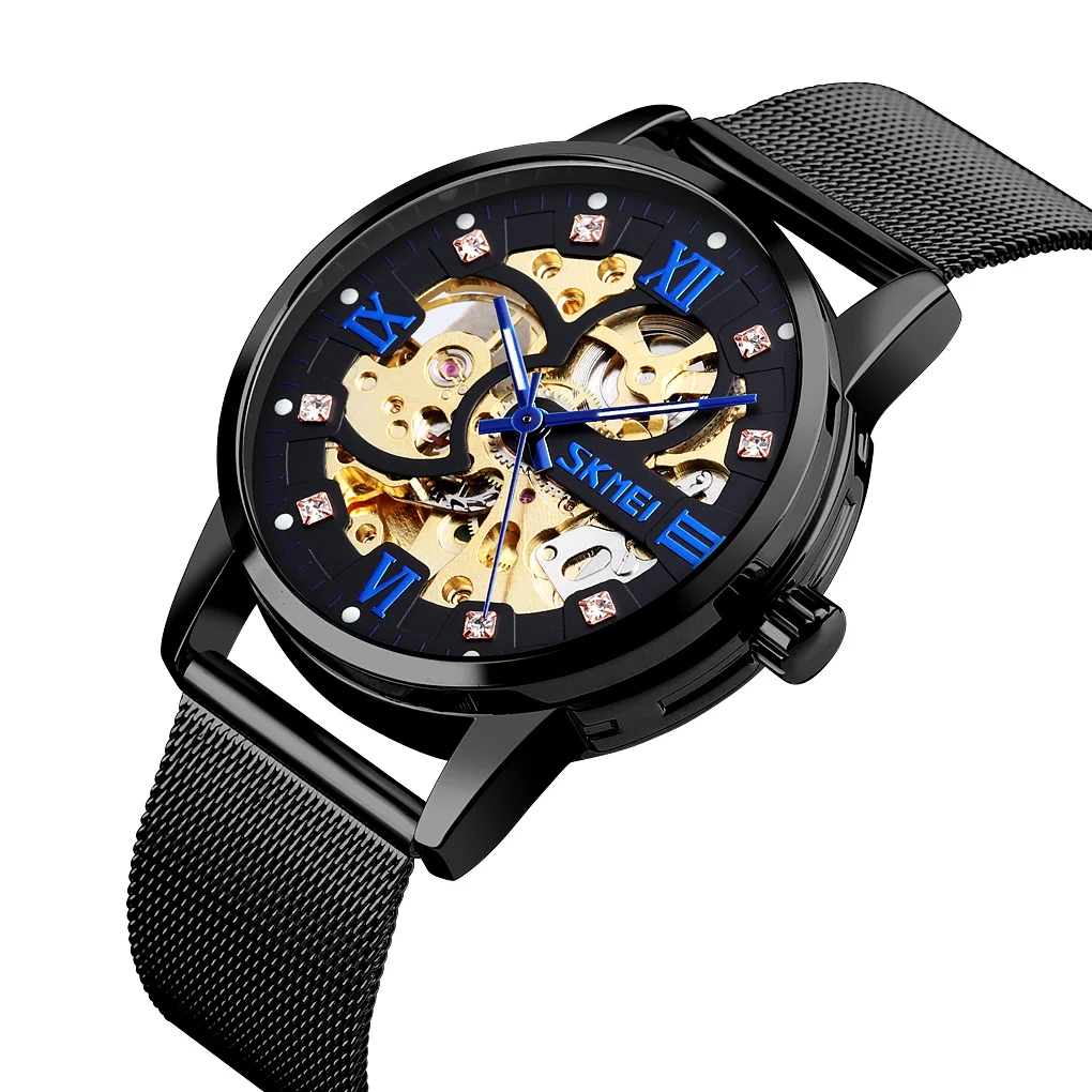 For  luxury SKMEI 9199 automatic mechanical movement stainless steel men wrist watch dropshipping (1600102612135)