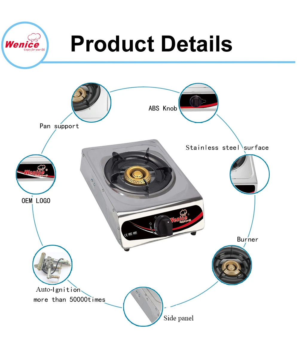 OEM China auto ignition table top small low price gas 1 burner stove
